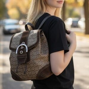 🍍Coach Vintage Soho Flap Mini Backpack Brown and Tan Backpack